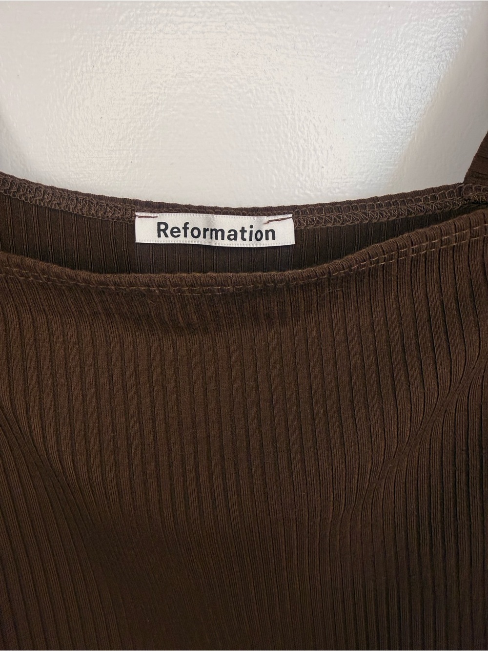 Reformation Brown Ribbed Square-Neck Tank - Picture 3 of 4